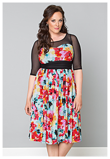 Kiyonna Swirl and Twirl A-line Mesh Dress
