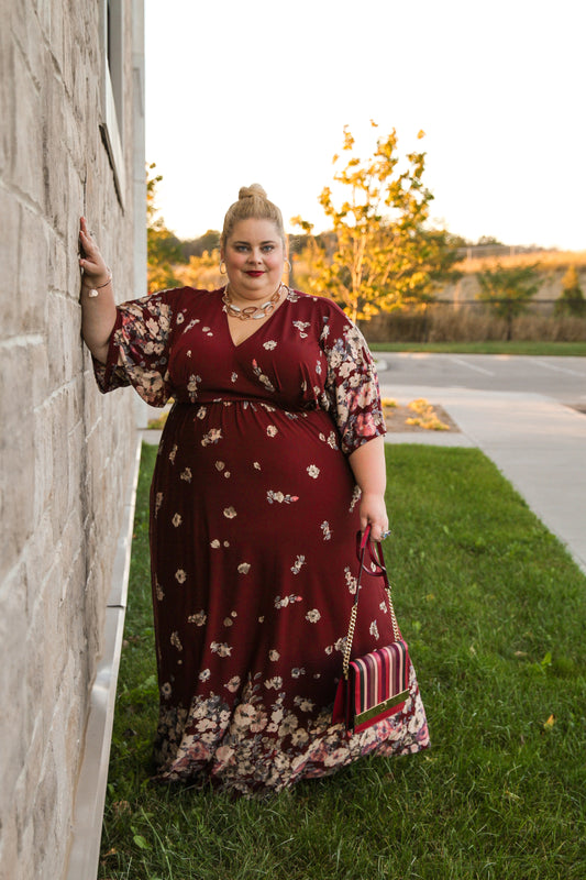 Dia Burgundy Print Maxi Dress