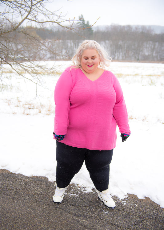 Woman Within Pink Tunic Sweater