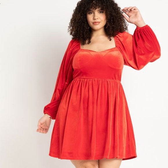 ELOQUII Red Velvet Dress