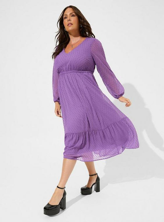 Torrid Purple Swiss Dot Dress