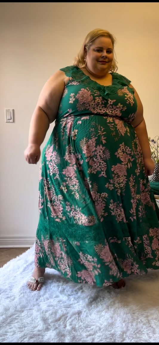 Torrid Green Floral Maxi Dress